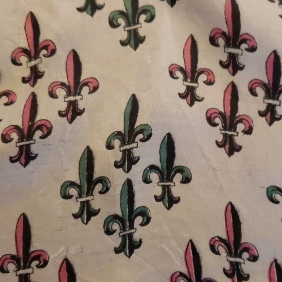 VTG Hand Rolled Silk & Rayon Scarf Fluer-de-lis - Picture 3 of 8